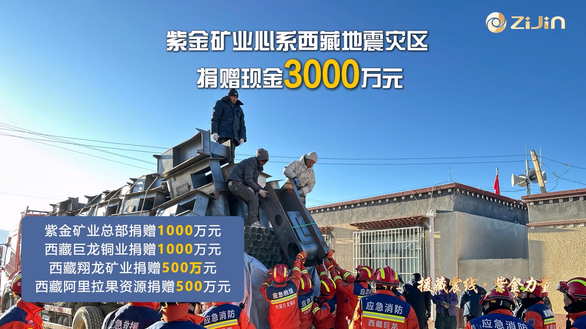紫金矿业心系西藏地震灾区 捐赠现金3000万元